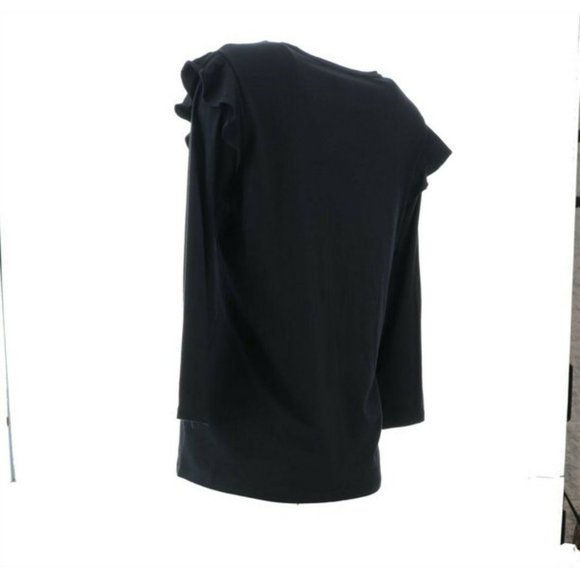 NWT LANDS' END RUFFLE SHOULDER TOP BLACK PS (PETITE SMALL) 6-8 - Picture 4 of 9